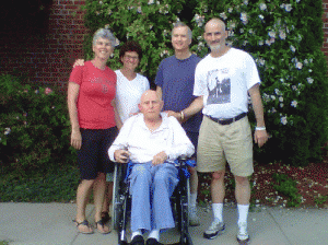 with Bernie at the VA, fall 2011: Robin, Sharon, Joel and Eric (image by Reisman family collection) 