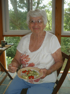 Elaine's 85th birthday celebration salad waiting to be enjoyed (image by Reisman family collection) 